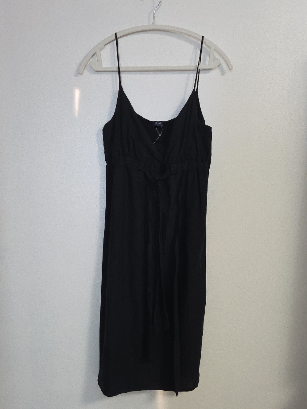 Splendid Black Spaghetti Strap Midi Dress Lightweight Empire Tie Front